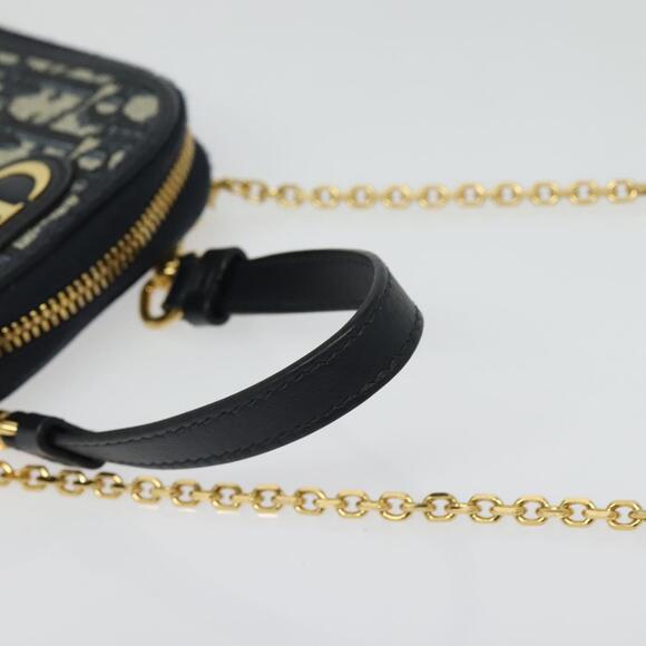 DIOR Oblique Trotter Canvas Phone Shoulder Bag Navy Gold - Picture 7 of 13